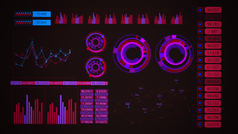 Advanced-futuristic-graphic-interface.-The-screen-is-full-of-digital-information,-buttons-and-progress-bars.-It-displays-abstract-diagrams,-charts-and-infographics-with-virtual-statistics-templates.